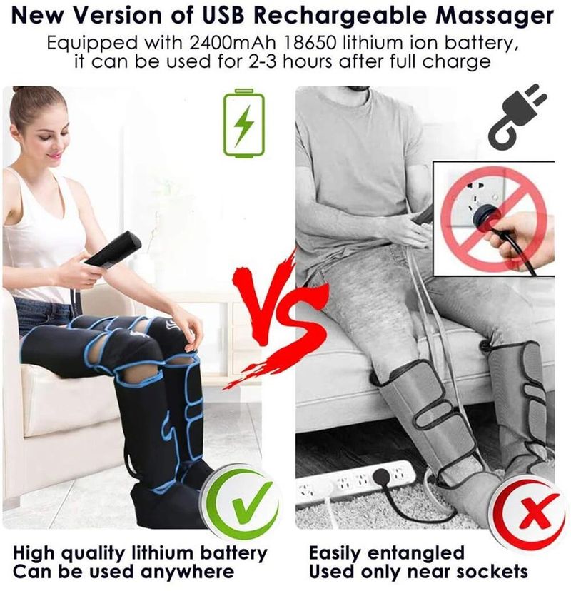 6 modalità Ai Compressione Affaticamento del piede Riscaldamento Massaggio Recupero Stivale Rilascio linfatico Alleviare Muscolo della gamba ricaricabile_voghion.com