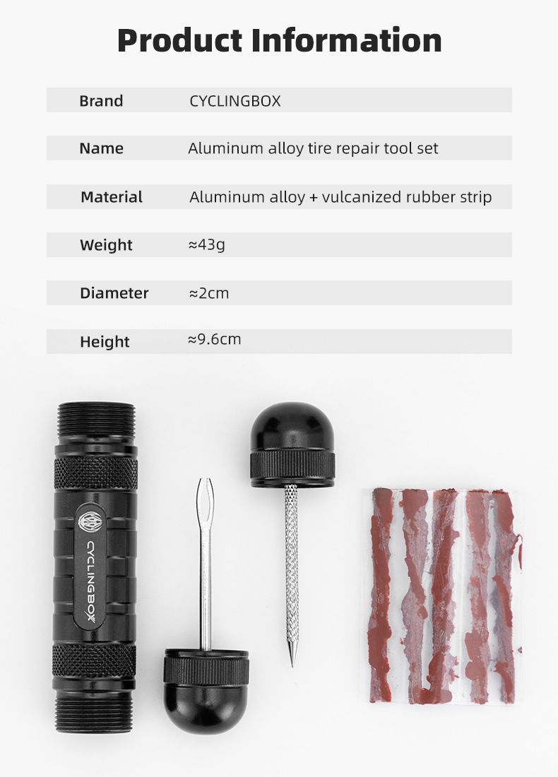 Tool bicycle aluminum alloy integrated storage portable vacuum tire repair rubber strip set_voghion.com