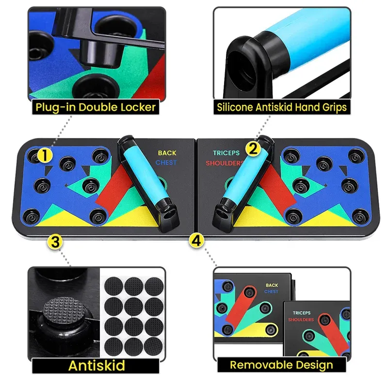 9 in 1 Push Up Stand for Men's Home Exercise Abdominal Chest Waist Muscle Exercise Fitness Equipment Push Up Training Board_voghion.com