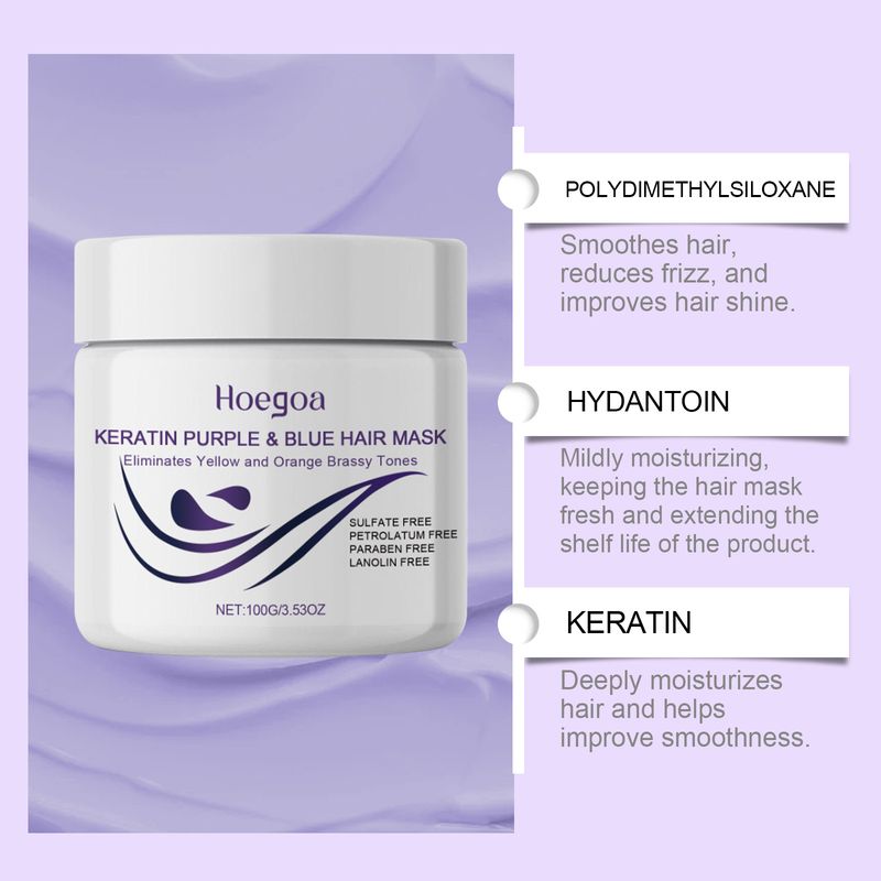Maschera nutriente idratante Hoegoa Keratin Purple per capelli lisci, delicati e lucenti_voghion.com