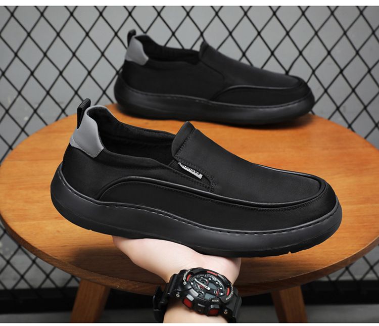 Summer Casual Breathable Cloth Versatile Solid Color Simple Soft Sole Slip-On Trendy Lazy Men's Shoes_voghion.com