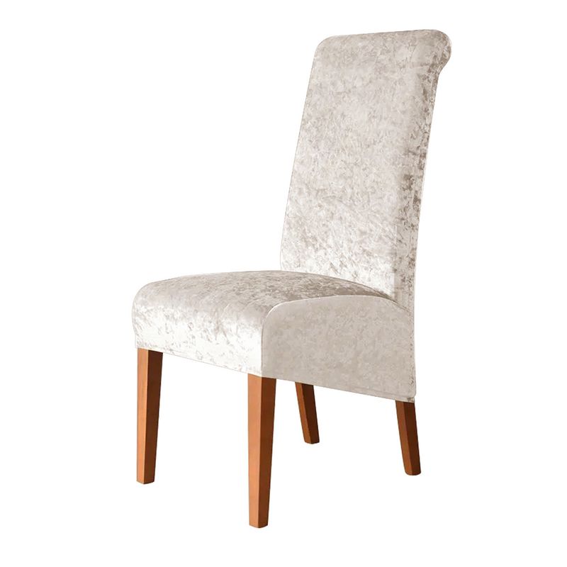 Premium Elastic Velvet Chair Cover - Gold Diamond Pattern For High Back Dining Chairs (Luxury Home & Hotel Use)_voghion.com