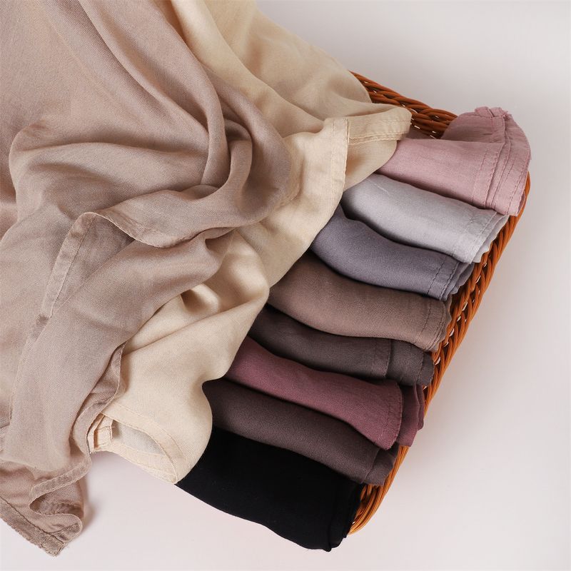 Sciarpa in morbida viscosa tinta unita, alla moda, con bordo largo, sottile, hijab, foulard di alta qualità, da donna, musulmano, in voile_voghion.com