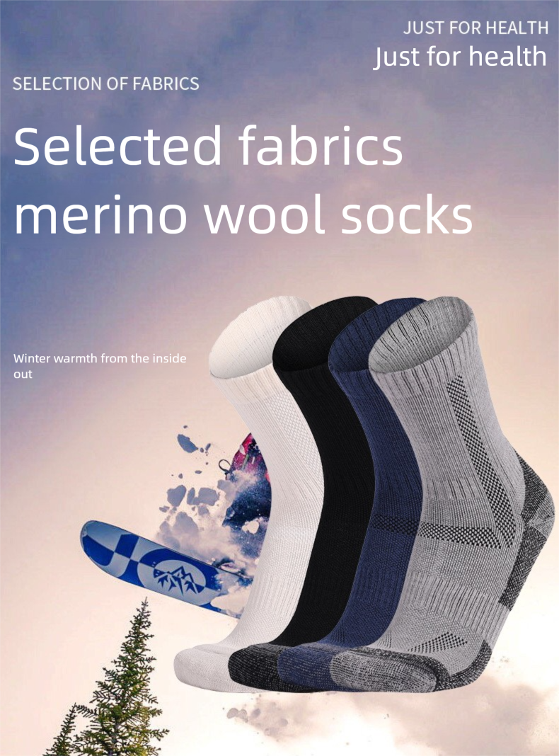 Calzini da uomo in lana merino Mingjun, caldi e spessi, per lo sport all'aria aperta, calzini da sci e da neve_voghion.com