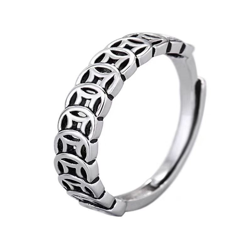 Coppia di nuove monete in stile cinese per uomo e donna, design di nicchia leggero e lussuoso, anelli di alta qualità, semplici e attraenti._voghion.com