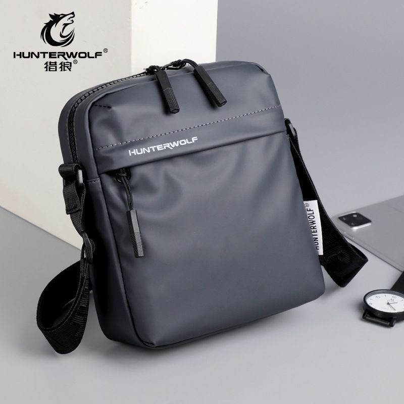 Hunter Wolf New Single Shoulder Casual Crossbody Large Capacity Fashionable Men's Versatile Water-Resistant Trendy Bag_voghion.com