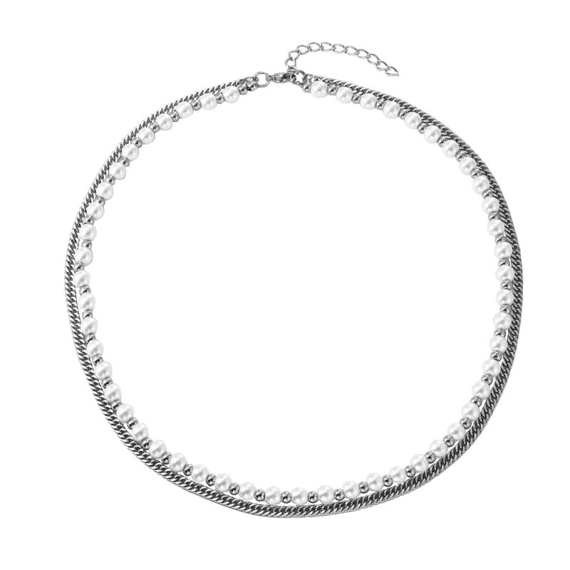 Hip Hop Trendy Doppelschicht-Perlenkette für Männer und Frauen Ins Cold Style Design Persönlichkeit Halskette Paar Accessoires_voghion.com