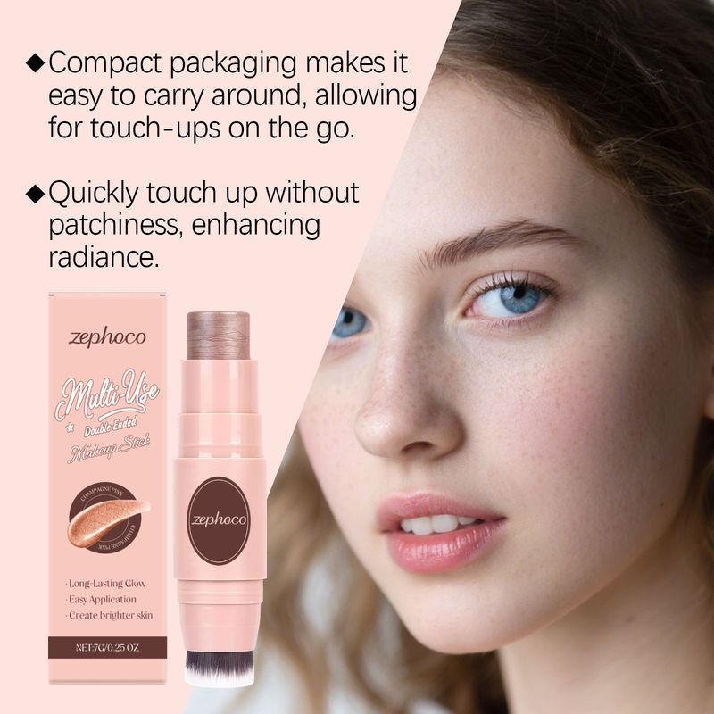 Zephoco Champagnerrosa Doppelseitiger Stift für das tägliche Make-up in der Atmosphäre, natürliche Farbe, langanhaltend, feuchtigkeitsspendend, trocknet nicht aus_voghion.com