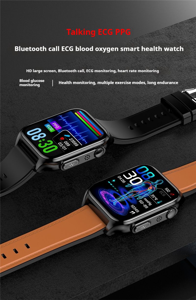 ECG Monitoring TK12 Smart Watch Bluetooth Call Non-Invasive Glucose Heart Rate Blood Pressure Body Temperature Sleep_voghion.com