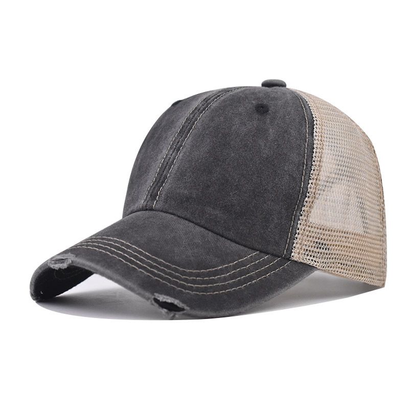 Neue Baseballkappe aus gewaschener Baumwolle im Used-Look, vielseitig und individuell für den Außenbereich geeignet, einfarbige Netzkappe für den Sommer_voghion.com