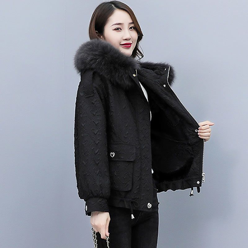 Thickened New Winter Outfit, With A Slimming Western-Style Temperament And Short Plush Workwear Printed Cotton_voghion.com