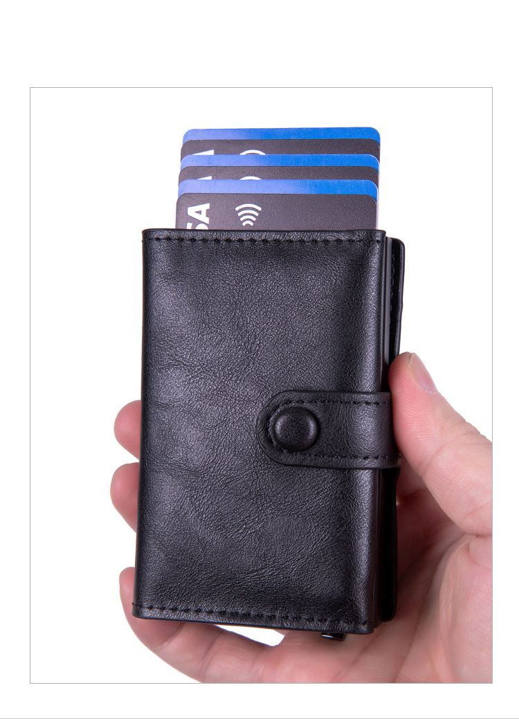 RFID-blockierendes Kreditkartenetui – Schlanke Geldbörse aus PU-Leder mit Aluminiumrahmen für Damen und Herren_voghion.com