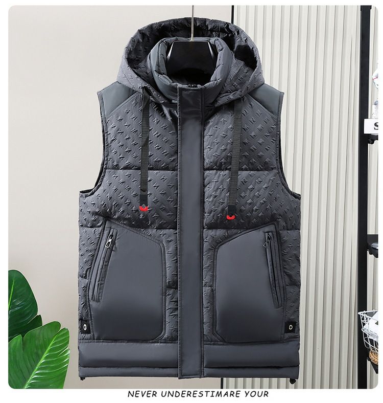 Herren-Steppweste – Stilvolle, ärmellose Steppweste für Herbst und Winter, schmale Passform mit Reißverschlusstaschen, Schwarz/Grau_voghion.com