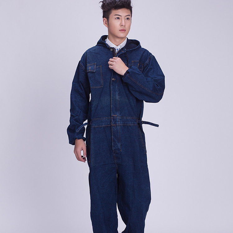 Man's clothing Cowboy overalls with helmet protection cowboy dust blasting wear wear-resistant electric welding ironing protective overalls_voghion.com