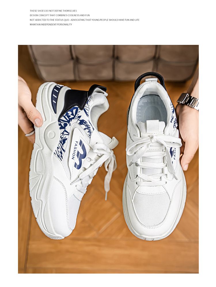 Sommer Neue Atmungsaktive Mesh Sneakers Herren Trendy Vielseitige Weiße Dicke Sohle Casual Dad Schuhe Männer_voghion.com