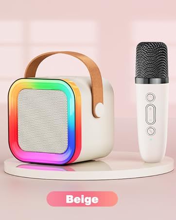 Mini Karaoke Machine For Kids Adults,Portable Bluetooth Speaker, 2 Wireless Microphones With Fun Voice Changing Function_voghion.com