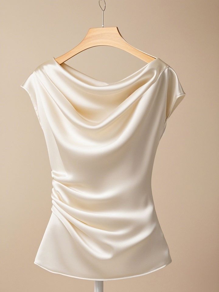 Camisa elegante color albaricoque de alta gama, elegante y de cintura alta, estilo nuevo y elegante_voghion.com