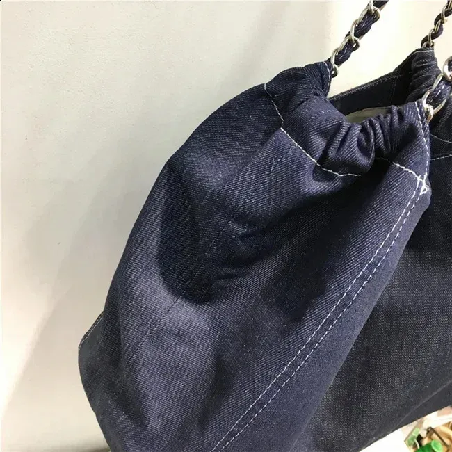 Borsa a tracolla grande in tela di jeans calda per donna, borsa a tracolla alla moda coreana -_voghion.com