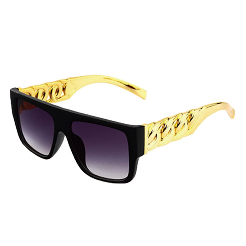 Accessori per performance da rapper Newlon, collana in lega hip-hop fiammeggiante, anello USD, occhiali con lenti viola_voghion.com