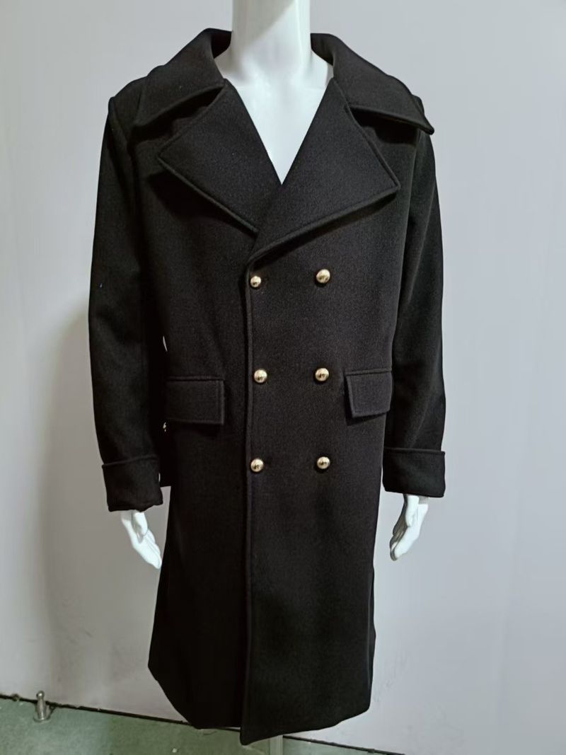 Herren-Wollmantel Herbst/Winter 2024, extra lang, europäischer und amerikanischer Stil, modischer Overknee-Mantel_voghion.com