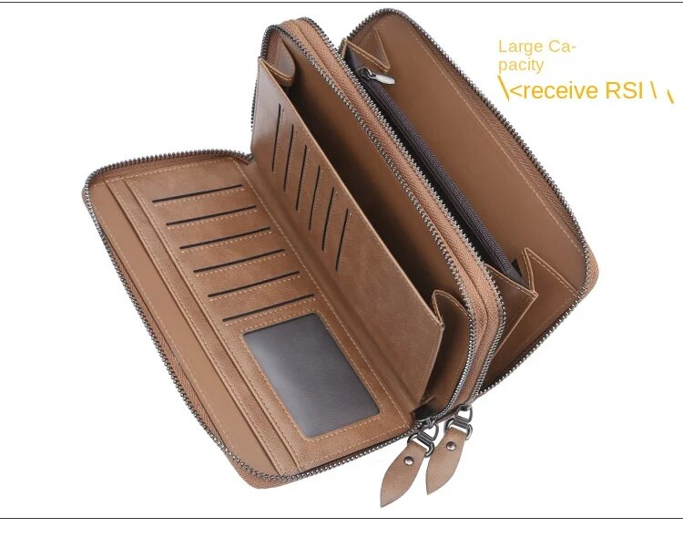 Portemonnee heren/modieuze nieuwe vintage portemonnee met lange clutch/dubbele ritssluiting_voghion.com