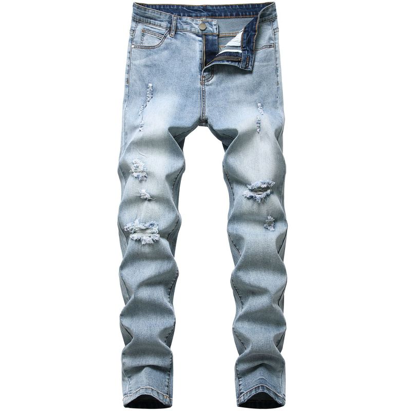 Jeans da uomo con design originale, pantaloni elasticizzati slim fit e forati_voghion.com