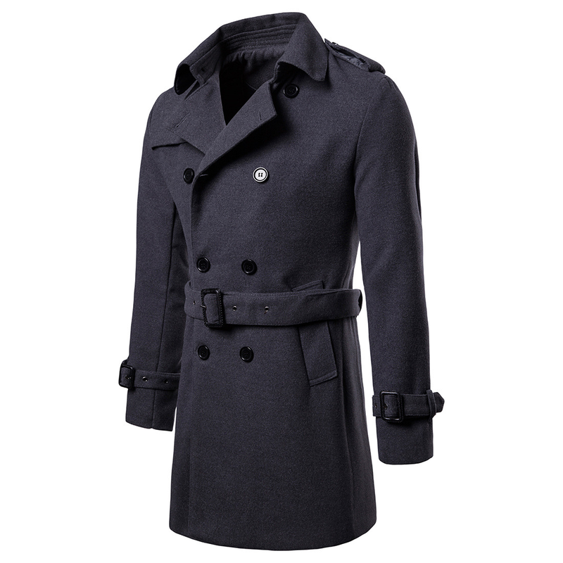 Spring Men's Long Tweed Coat Trench Coat_voghion.com