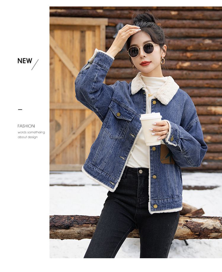 Giacca invernale in denim da donna – Fodera in pile caldo, vestibilità oversize, lunghezza corta, stile casual chic, colletto polo, S-3XL_voghion.com