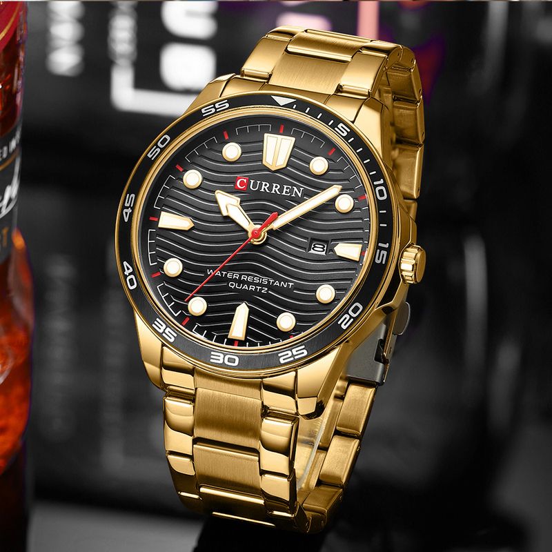 Lässige, wasserdichte Quarzuhr für Herren mit Datumsfunktion, rundem, großem Zifferblatt, Edelstahlarmband, Mineralglas, modische Armbanduhr für den Alltag_voghion.com
