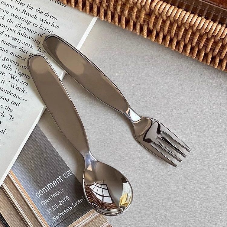 304 Edelstahl Empfohlen Kurze Nette Löffel Gabel Für Kleinkinder Milch Pulver Dessert Obst Salat_voghion.com