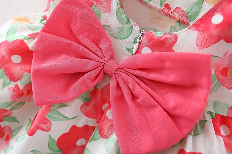 Mother & Kids Baby Girls Short Sleeved Flower Dress_voghion.com