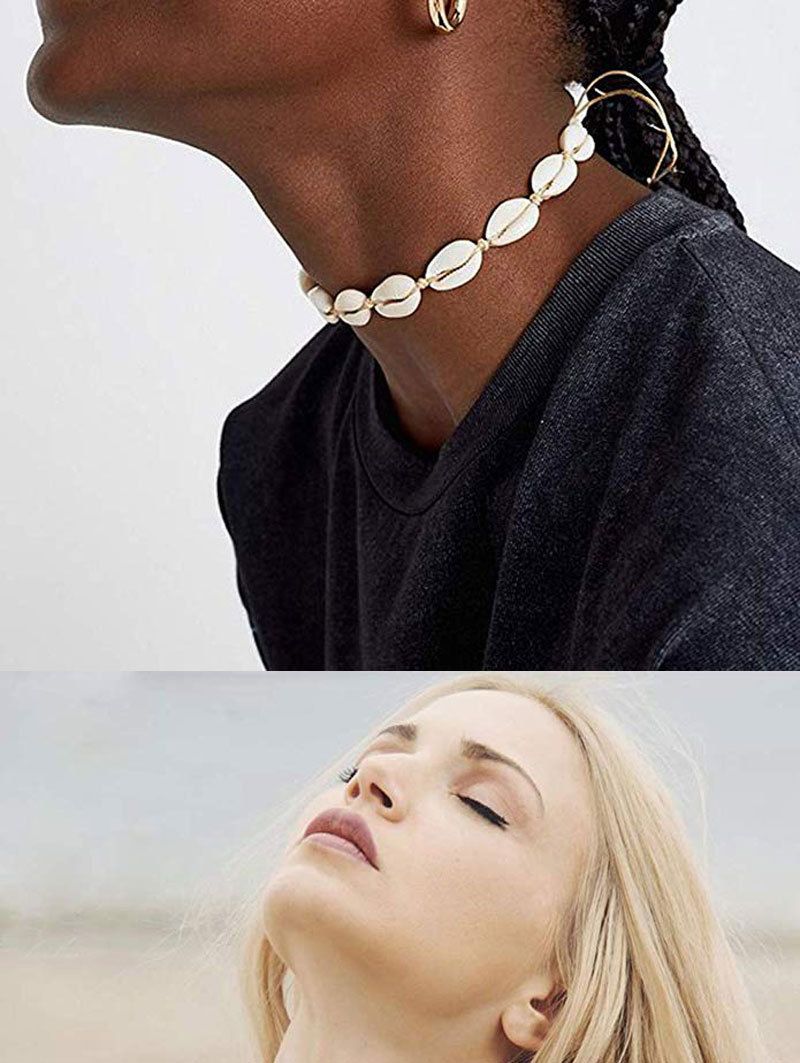 Hawaiian style woven jewelry set shell necklace handmade bracelet clavicle chain anklet bracelet beach spot_voghion.com