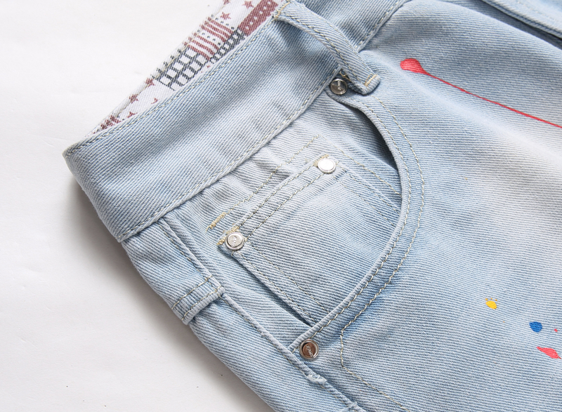 Ropa de hombre Pantalones cortos de mezclilla para hombre hipster personalidad swing pintura pantalones ajustados de cintura media_voghion.com