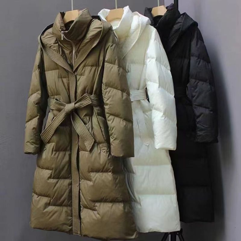 Damenbekleidung Lange Wintermäntel Jacke Wintermäntel Overknee Verdickter Gürtel Mit Kapuze Modische Winterjacke_voghion.com