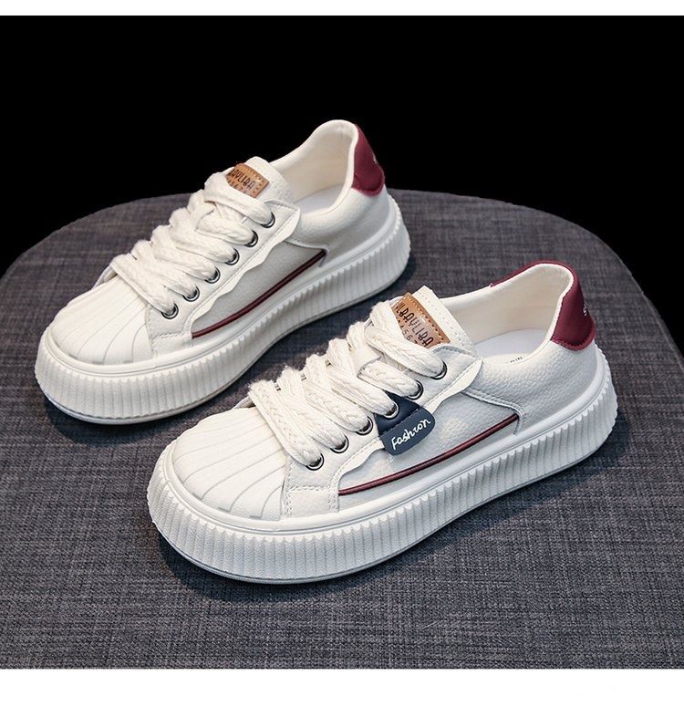 Leather children's 2024 autumn new collection, shell toe board versatile thick soled white shoes, casual sports shoes_voghion.com
