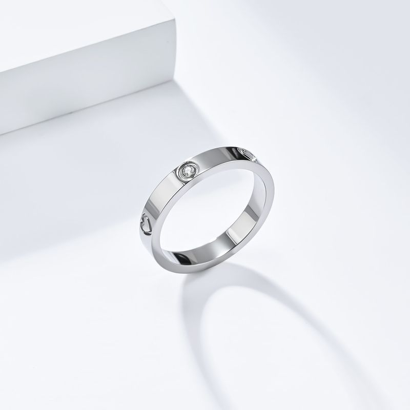 Lätt lyxig stil kärleksdiamant titan stålring för kvinnor K guld modedesign lillfingring_voghion.com