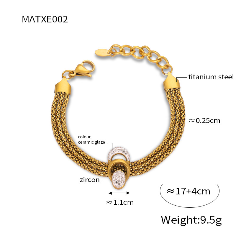 Nuovo pendente esagerato e personalizzato in acciaio al titanio placcato oro con diamanti smaltati con bracciale a collana multistrato_voghion.com
