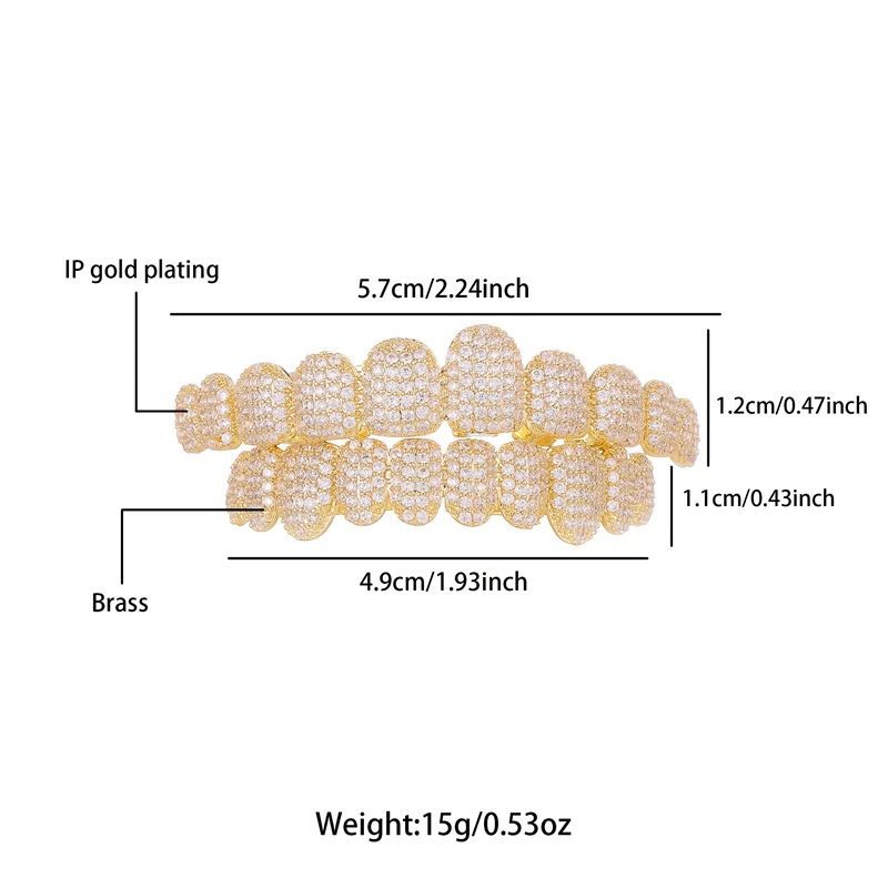 Christmas Hip-Hop 14K Electroplated Copper Zirconia Teeth Exaggerated Rap Props Braces Accessories_voghion.com