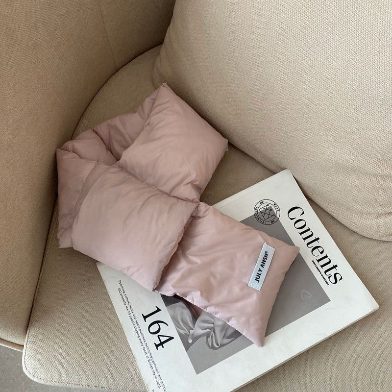 White Duck Down For Women, Autumn And Winter, Simple Fashion, Solid Color Warmer, Japanese Ins Style, Warm Neck Scarf_voghion.com