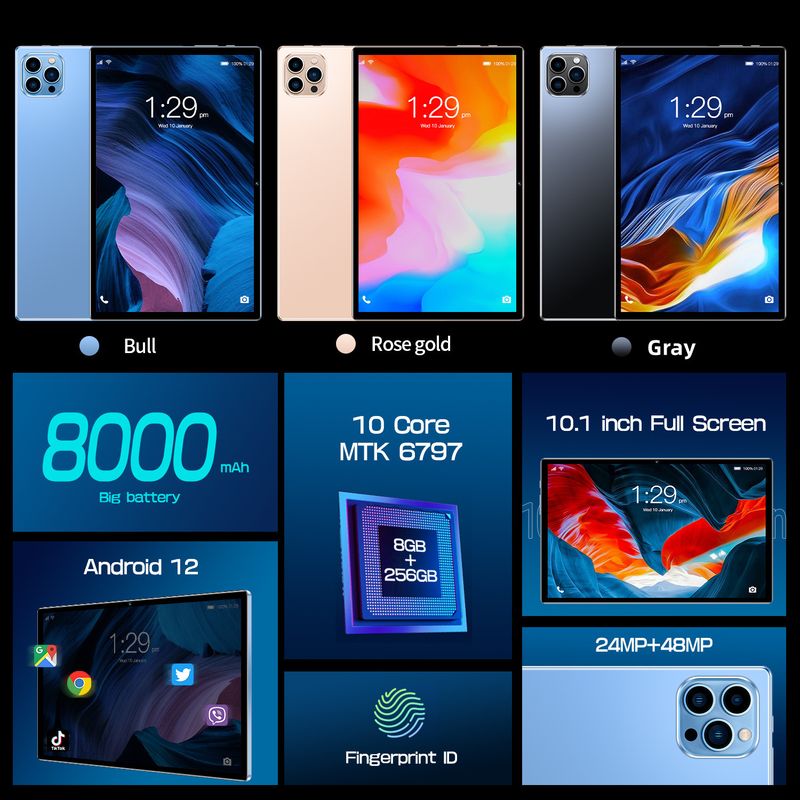 Tablety 10,1 palcový tablet s inteligentním polohováním, jazykem, Bluetooth 4G, plnou sítí WiFi_voghion.com