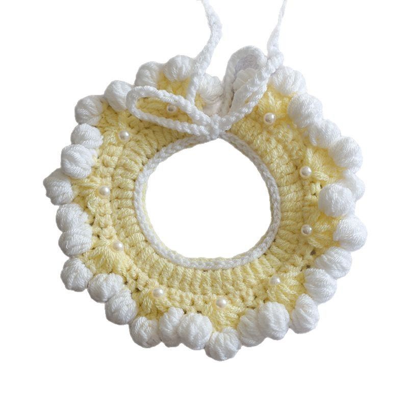Collier pour chat/chiot/petit chien, style Instagram, tricoté à la main, avec perles fraîches._voghion.com