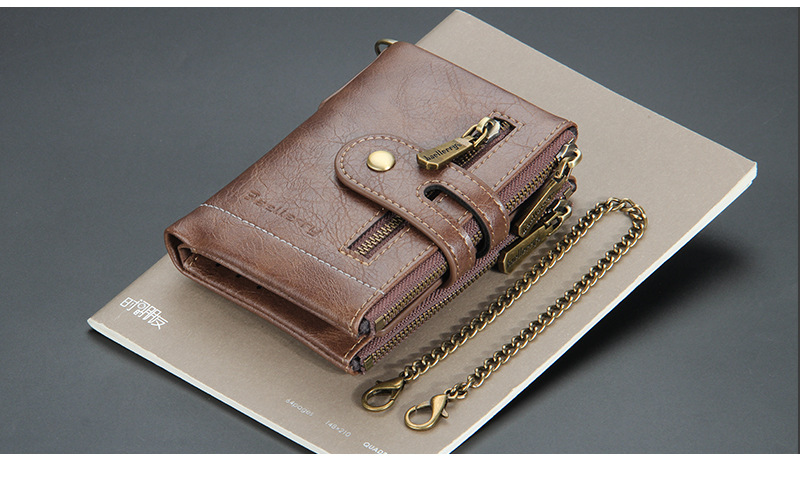 New Men's Short Wallet European And American Business Double Zipper Zero Wallet Multiple Card Slots_voghion.com