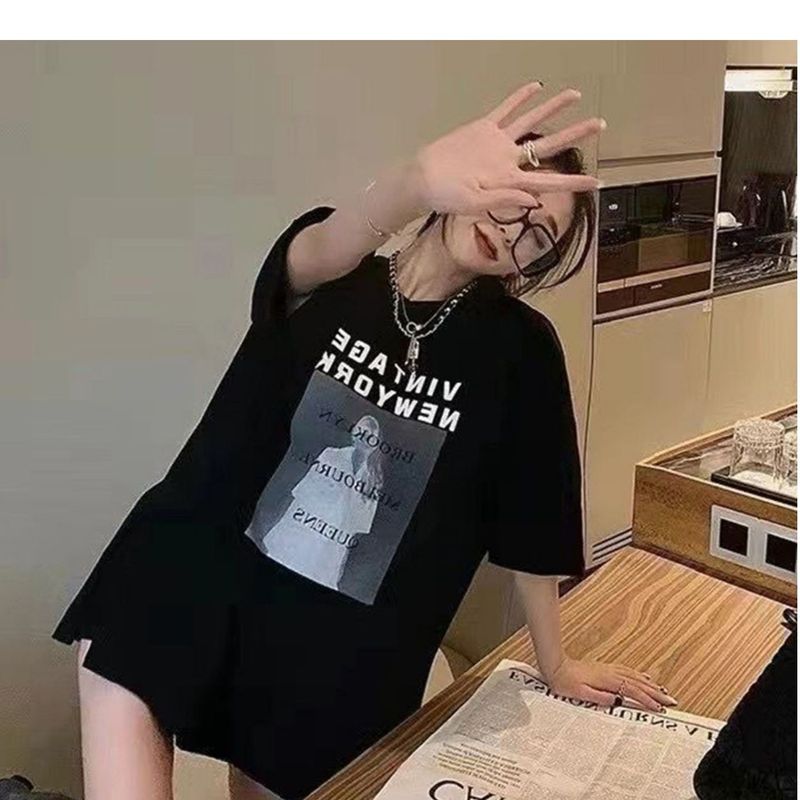 Maglietta di media lunghezza per donna 2023, maglietta estiva corta con base interna, abbigliamento esterno alla moda, top a mezza manica largo_voghion.com