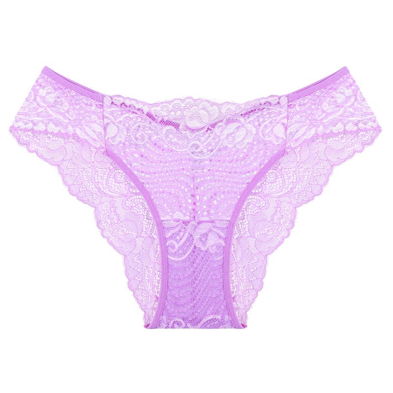2025d Lace Trim Soft Breathable Women's Multi-color New Hip-hugging Sexy Panties_voghion.com