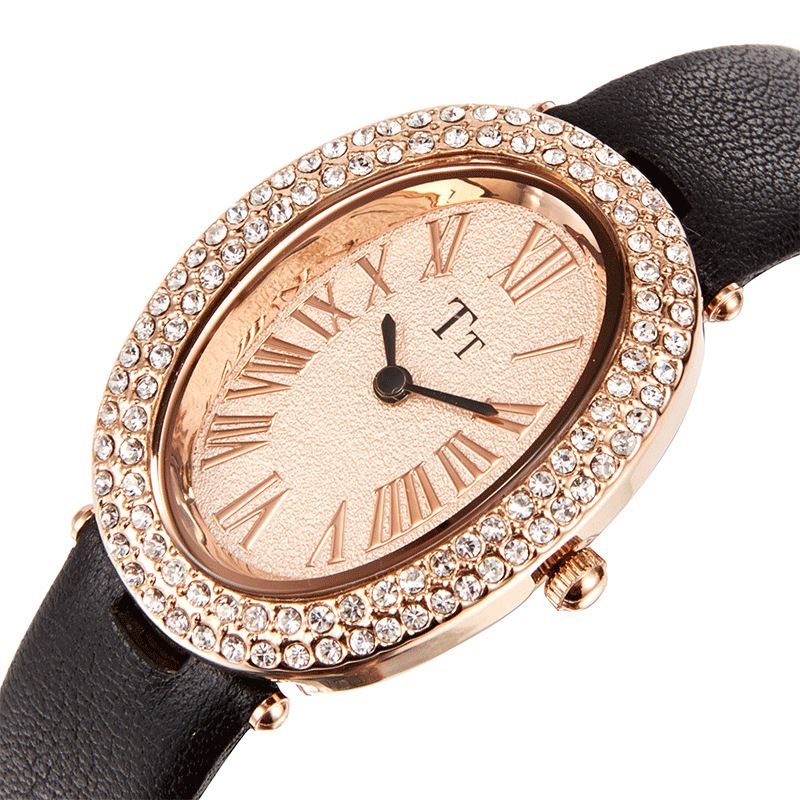 Orologio da polso da donna TT/Tianta Starry Sky Full Diamond, serie vasca ovale, cinturino sottile, quadrante piccolo e squisito_voghion.com