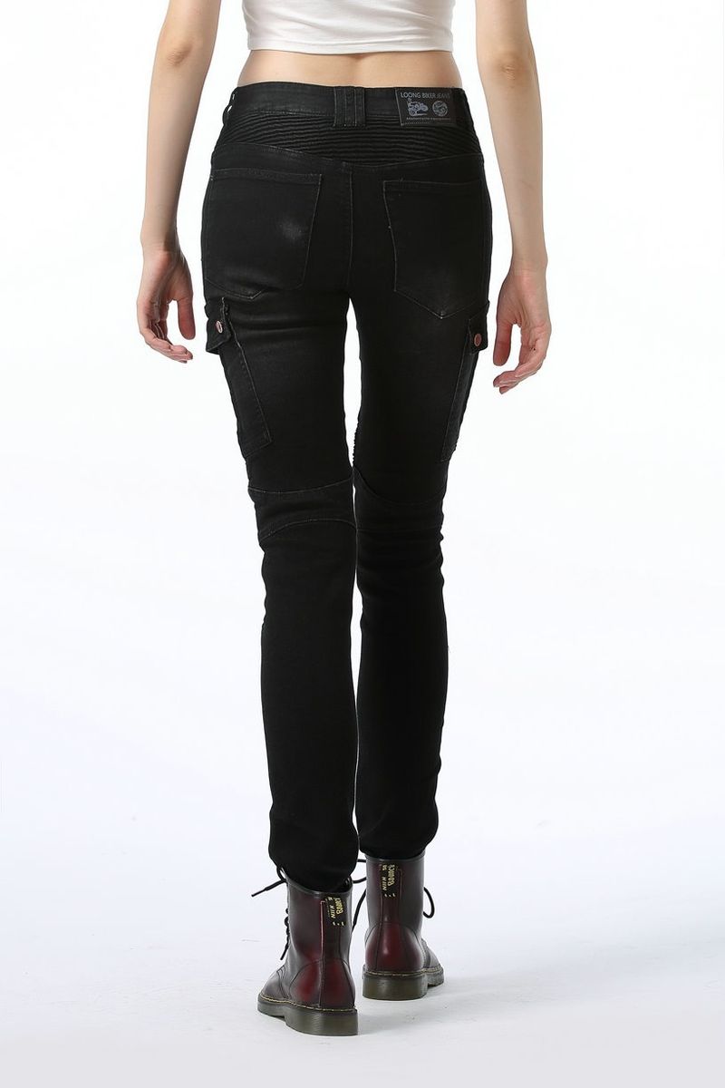 Jeans elasticizzati da motociclista da donna - Pantaloni da motociclista per tutte le stagioni con protezione per le ginocchia, denim ad alta elasticità per la guida fuoristrada e in città (nero/blu/verde)_voghion.com