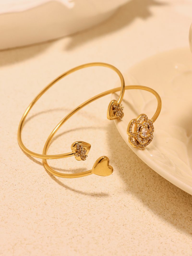 Women's Jewelry Full Diamond Love Rose 5A Zircon Thin Circle Bracelet Open Niche Design Ladies Light Luxury Fashion Jewelry_voghion.com