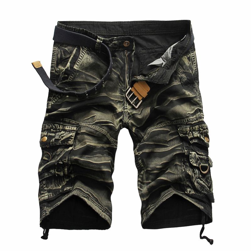 Man's clothing Summer loose casual camo cargo shorts plus size multi-pocket five-point mid-length pants_voghion.com