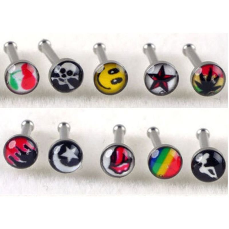 Unisex 24/40 in acciaio inossidabile boxed naso piercing naso goccia anello naso orecchini naso piercing corpo_voghion.com