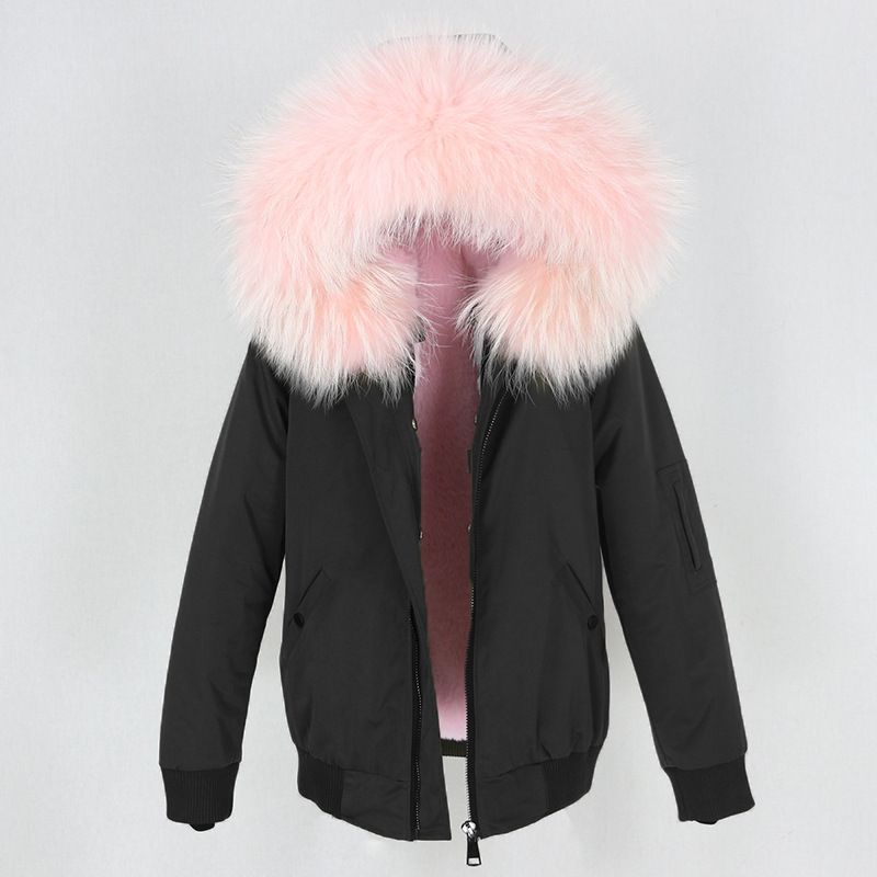 Abbigliamento donna nuovo parka con fodera in pelliccia artificiale ispessita, giacca con collo in pelliccia di volpe vera staccabile, cappotto di pelliccia_voghion.com